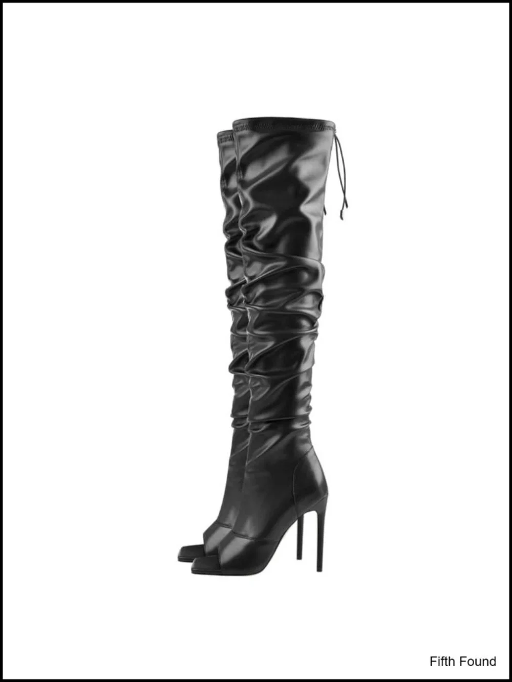 Rhinestone Stiletto Over Knee Boots, Zipper Side, Pointed Toe, Wide Calf,